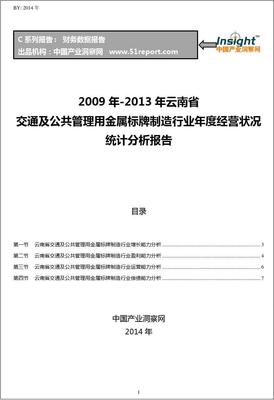 2009-2013年云南省交通及公共管理用金屬標牌制造行業經營狀況分析年報